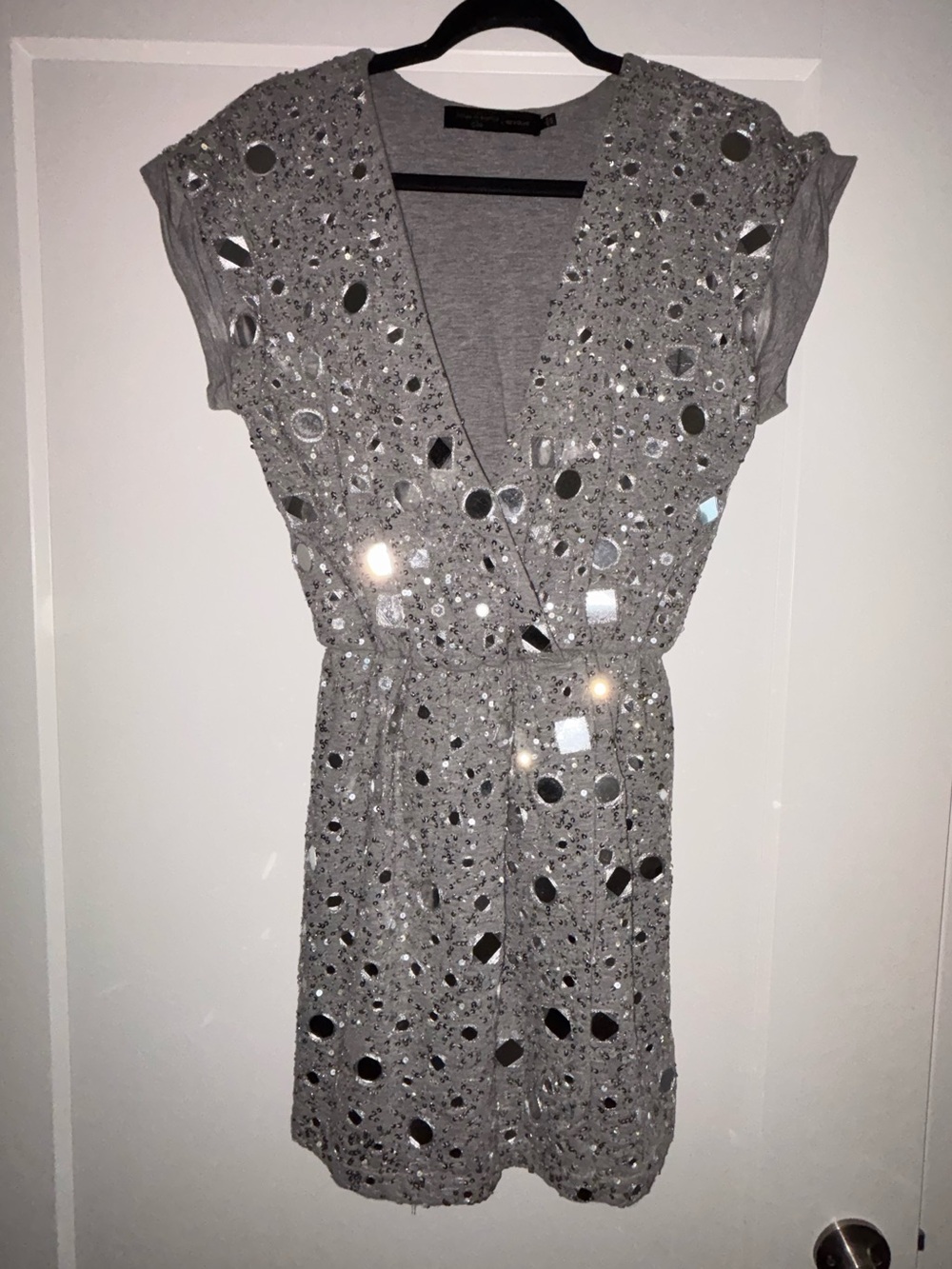House of Harlow 1960 Silver Sequin Embellished Mini Dress